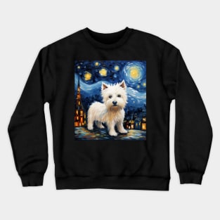 West Highland White Terrier Painted in The Starry Night style Crewneck Sweatshirt